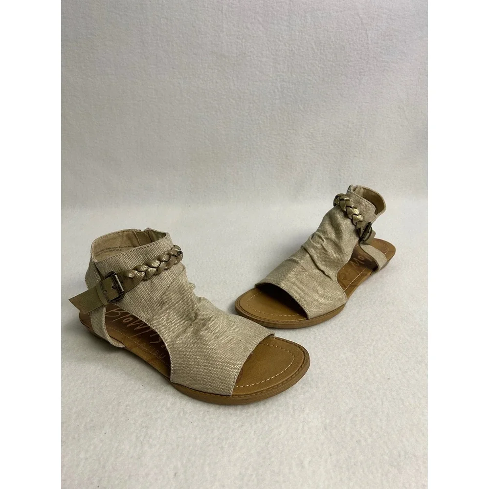 Boho Blowfish Malibu Womens 8M Champagne Gold Barend Braided Gladiator Sandal